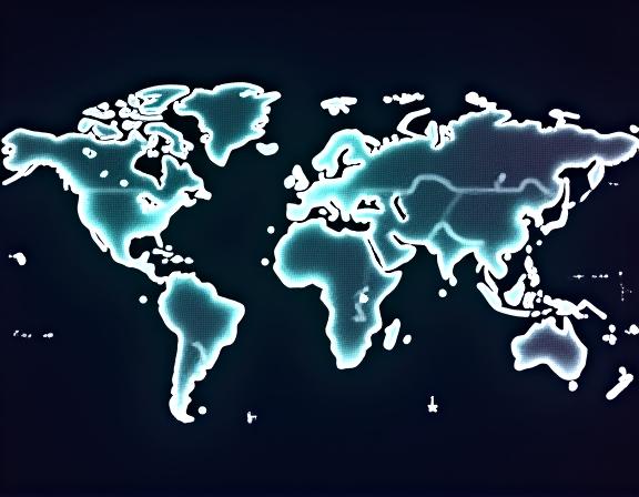 Stylized world map with connection points